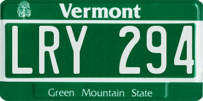 VT license plate LRY294