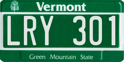 VT license plate LRY301