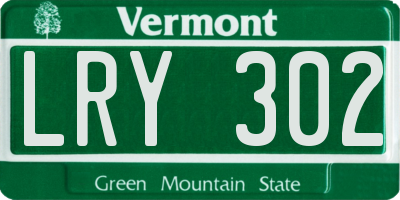 VT license plate LRY302