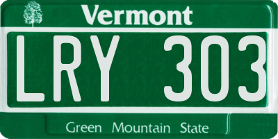 VT license plate LRY303