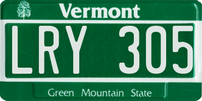 VT license plate LRY305