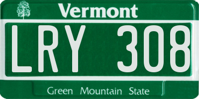 VT license plate LRY308