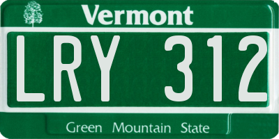 VT license plate LRY312