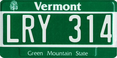 VT license plate LRY314