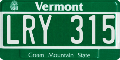 VT license plate LRY315