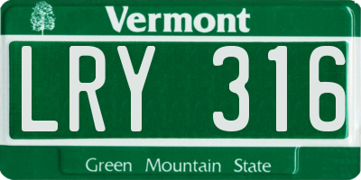 VT license plate LRY316