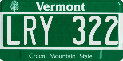 VT license plate LRY322