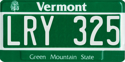 VT license plate LRY325