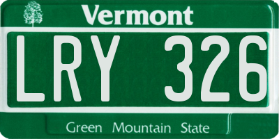 VT license plate LRY326