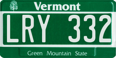VT license plate LRY332