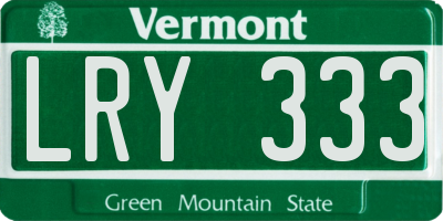 VT license plate LRY333