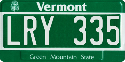 VT license plate LRY335