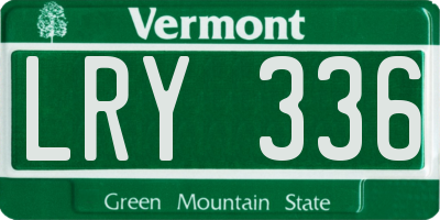 VT license plate LRY336