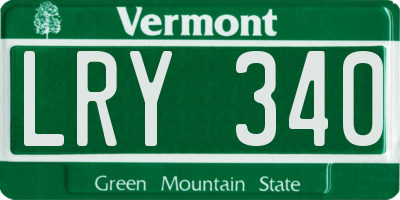 VT license plate LRY340