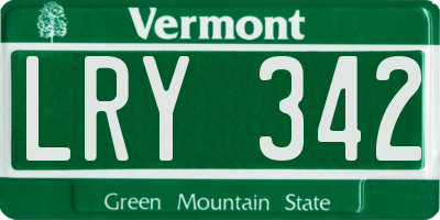 VT license plate LRY342