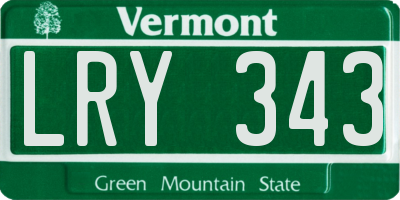 VT license plate LRY343