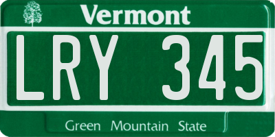 VT license plate LRY345