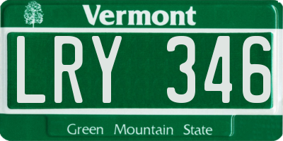 VT license plate LRY346