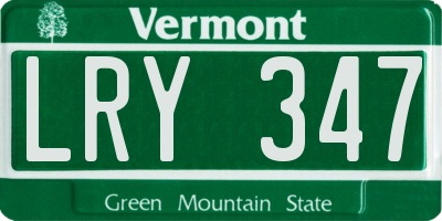 VT license plate LRY347