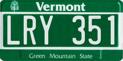 VT license plate LRY351