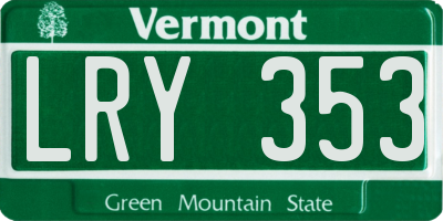VT license plate LRY353