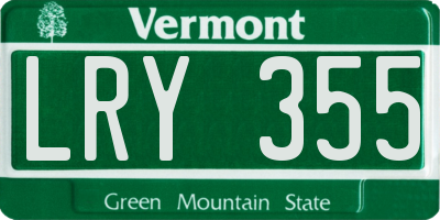VT license plate LRY355