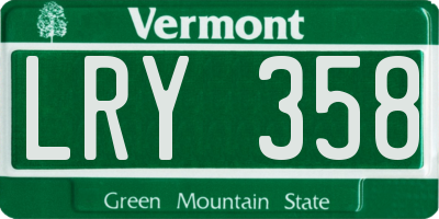 VT license plate LRY358