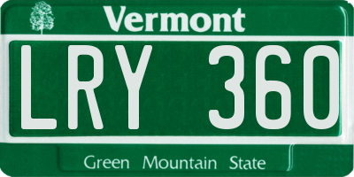VT license plate LRY360