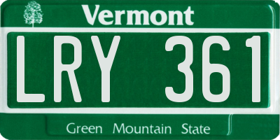 VT license plate LRY361