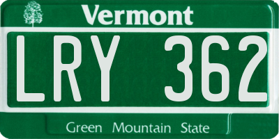 VT license plate LRY362