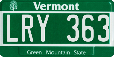 VT license plate LRY363
