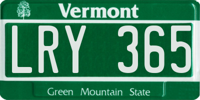 VT license plate LRY365