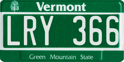VT license plate LRY366