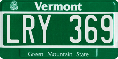 VT license plate LRY369