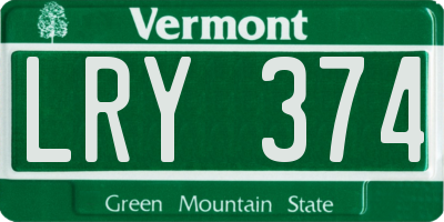 VT license plate LRY374