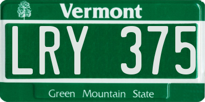 VT license plate LRY375