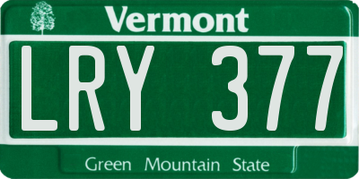 VT license plate LRY377