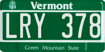 VT license plate LRY378