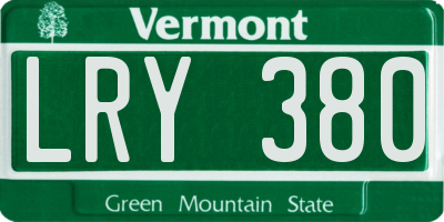 VT license plate LRY380