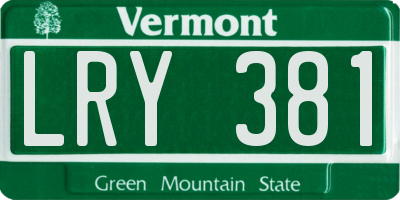 VT license plate LRY381