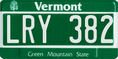 VT license plate LRY382
