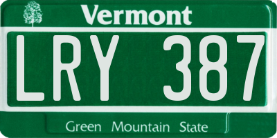 VT license plate LRY387