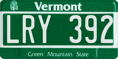 VT license plate LRY392