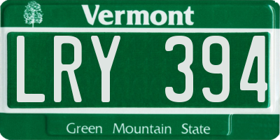 VT license plate LRY394