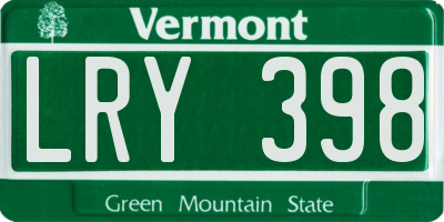 VT license plate LRY398