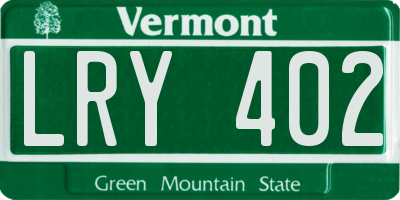 VT license plate LRY402