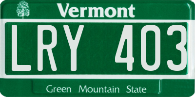 VT license plate LRY403