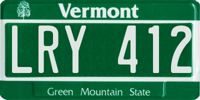 VT license plate LRY412