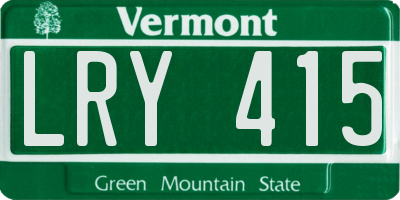 VT license plate LRY415