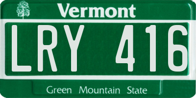 VT license plate LRY416